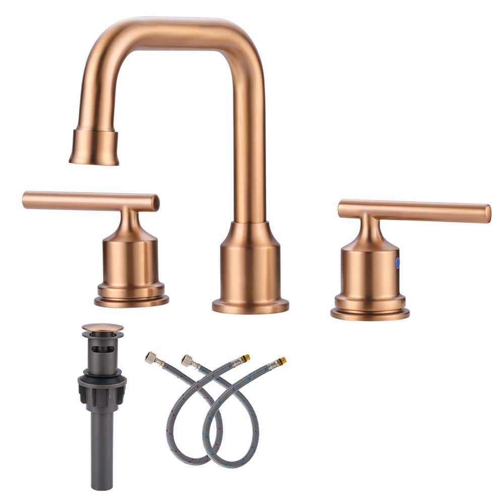 ARCORA 8 in. Widespread Double Handle Bathroom Faucet in Rose Gold ...