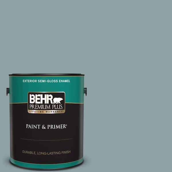 BEHR PREMIUM PLUS 1 gal. #N440-4 October Sky Semi-Gloss Enamel Exterior Paint & Primer