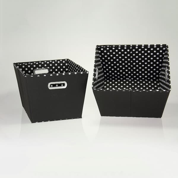 Home Essentials 10 in. H x 12 in. W x 14 in. D Black Canvas Cube Storage Bin 2-Pack