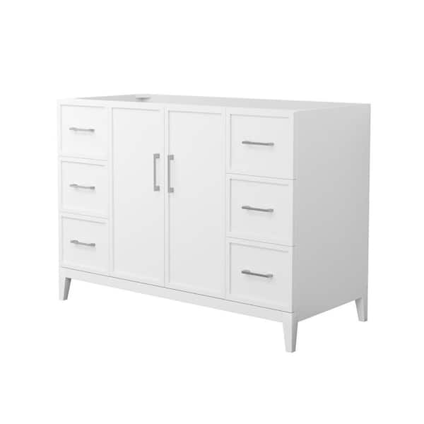 Wyndham Collection Elan 47 in. W x 21.5 in. D x 34.25 in. H Single Bath Vanity Cabinet without Top in White with Brushed Nickel Trim