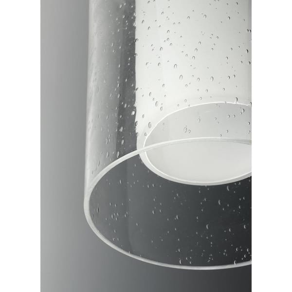 Compel Collection 1-Light Textured Black Clear Seeded Glass Modern Outdoor Small Wall Lantern Light