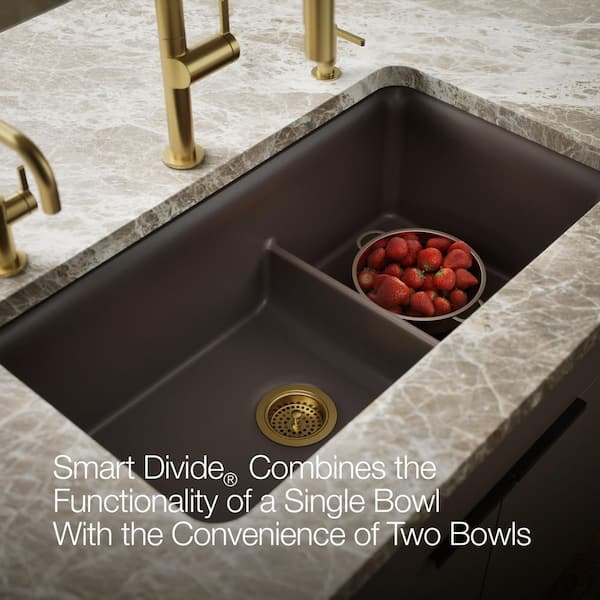 KOHLER Cairn Matte Brown Granite Composite 33 .5 in. Double Bowl