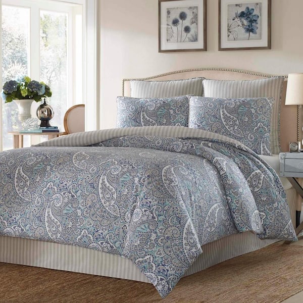 Stone Cottage Lancaster 4-Piece Blue Paisley Cotton Queen Comforter Set