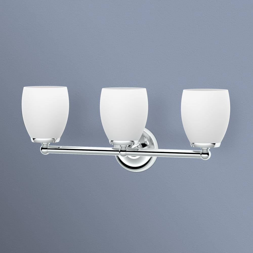 Polished Chrome 3-Light Bathroom Vanity Sconce with Frosted Shades