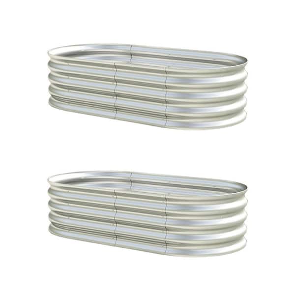 2 PCS 48 in. L x 24 in. W x 12 in. H Outdoor Rust Resistant Silver Galvanized Metal Raised Garden Bed