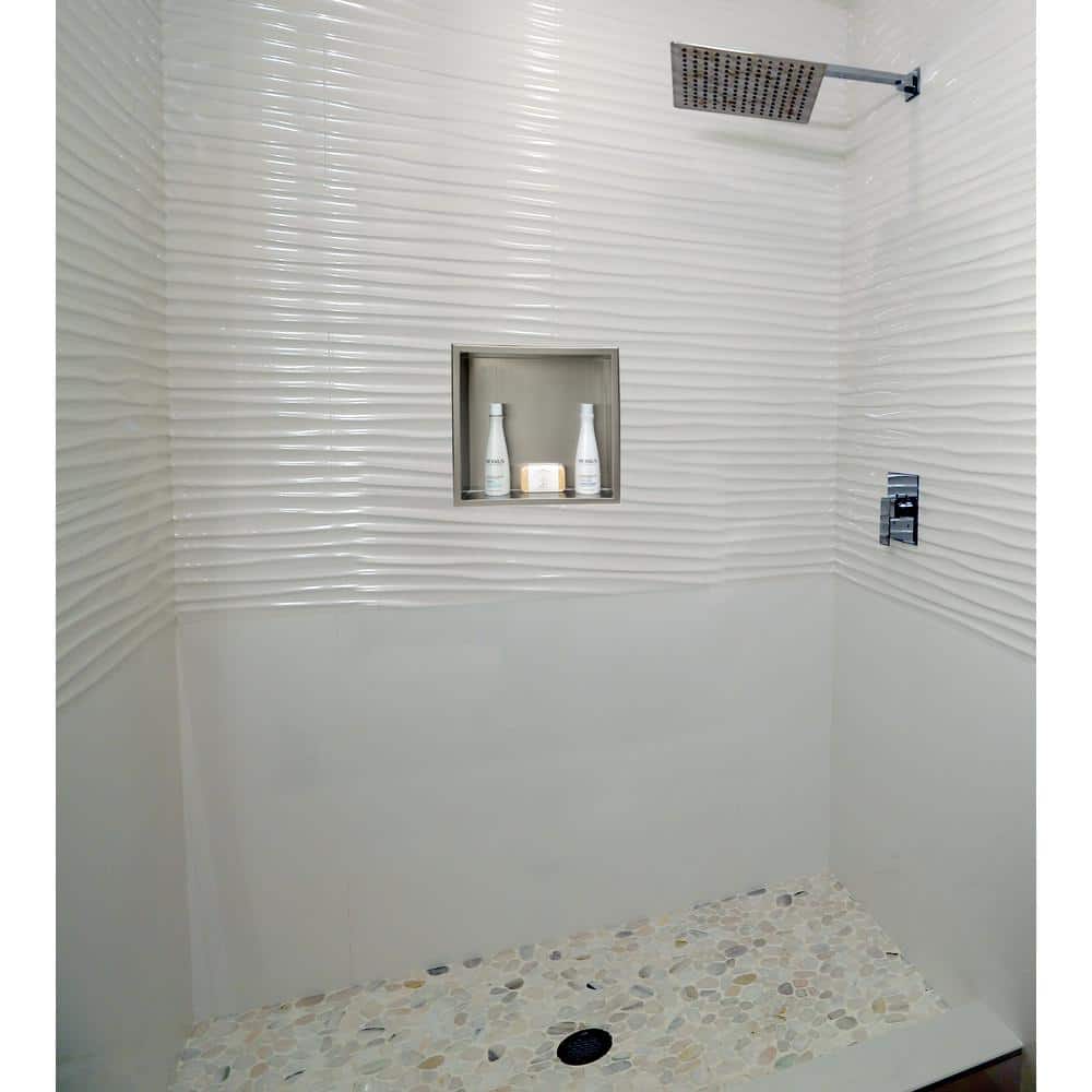 Brushed Stainless Steel Square Shower Niche Shelf