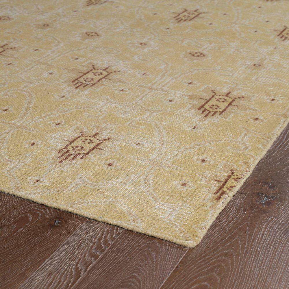 Gold Hand-Knotted Wool Rectangular 4' x 6' Rug