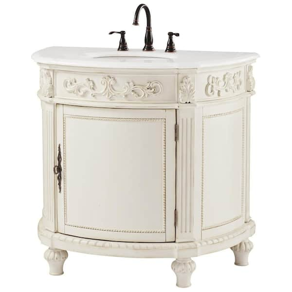 Home Decorators Collection Chelsea 37 In W Bath Vanity In Antique White With Marble Vanity Top In White 12102 Vs37j Aw The Home Depot