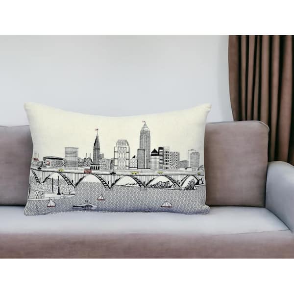 HomeRoots Cream Solid Polyester 14 in. x 24 in. Throw Pillow