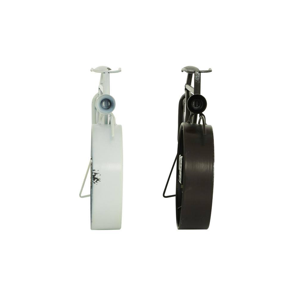 Country Cottage Black and White Metal Bicycle Clock Set