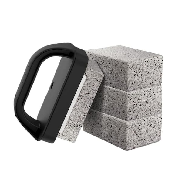 Pumice Grill Cleaning Stone with Heavy Duty and Handle for Kitchen, BBQ, Swimming Pool, and Sink (4-Pack)