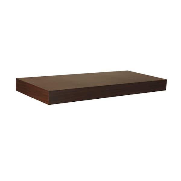 Generic unbranded 23.6 in. W x 10.2 in. D x 2 in. H Espresso MDF Floating Shelf