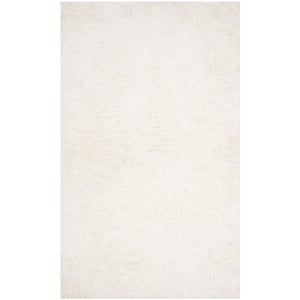 Florence Shag White Doormat 3 ft. x 5 ft. Solid Area Rug