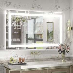 40 in. W x 24 in. H Rectangular Frameless 192 LEDs/m Front Lighted Anti-Fog Tempered Glass Wall Bathroom Vanity Mirror