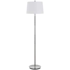 60 in. Height Chrome/Silver Gray Standard Metal Floor Lamp With Fabric Shade