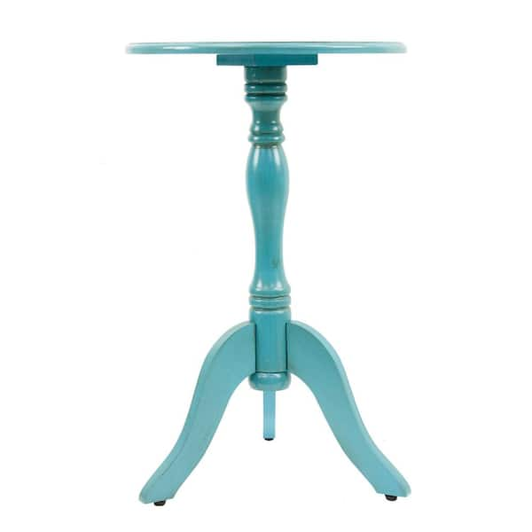 Decor Therapy Simplify Antique Turquoise Blue Pedestal Accent Table