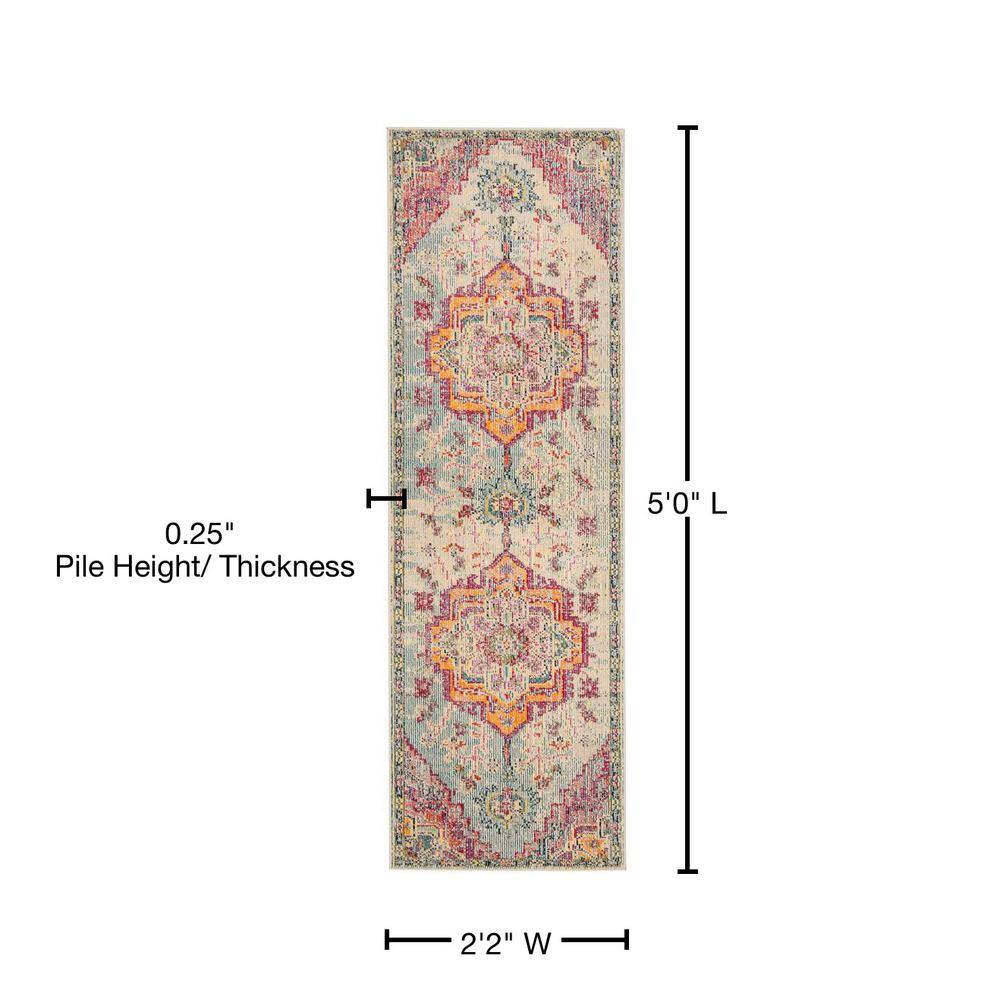 Off-White Floral Tufted Synthetic Reversible Area Rug