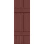18 in. x 27 in. Exterior Real Wood Pine Board and Batten Shutters Pair Cottage Red