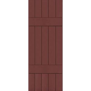 18 in. x 46 in. Exterior Real Wood Pine Board and Batten Shutters Pair Cottage Red