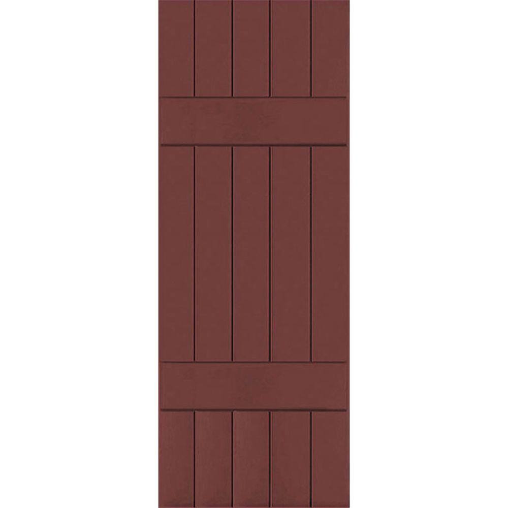 18 in. x 56 in. Exterior Real Wood Pine Board and Batten Shutters Pair Cottage Red price history on PriceWatchPro