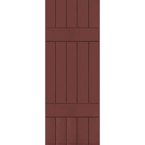 Ekena Millwork 18 in. x 70 in. Exterior Real Wood Pine Board and Batten Shutters Pair Cottage Red