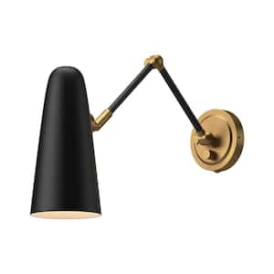 Daniel 24-in 1 Light 60-Watt Aged Gold/Matte Black Vanity Light