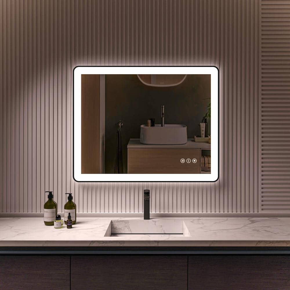 40 in. Black Frameless LED Bathroom Vanity Mirror