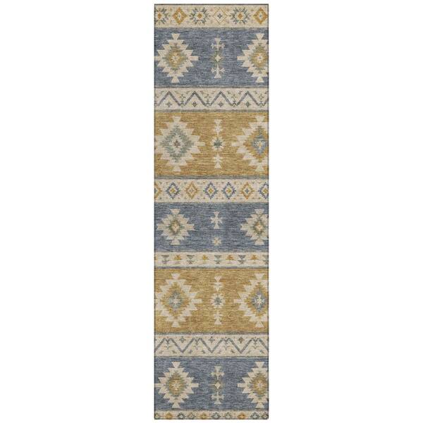 Chantille Machine Washable Indoor/Outdoor Abstract ACN3126 Gold 2 ft. x 7 ft. Runner Rug