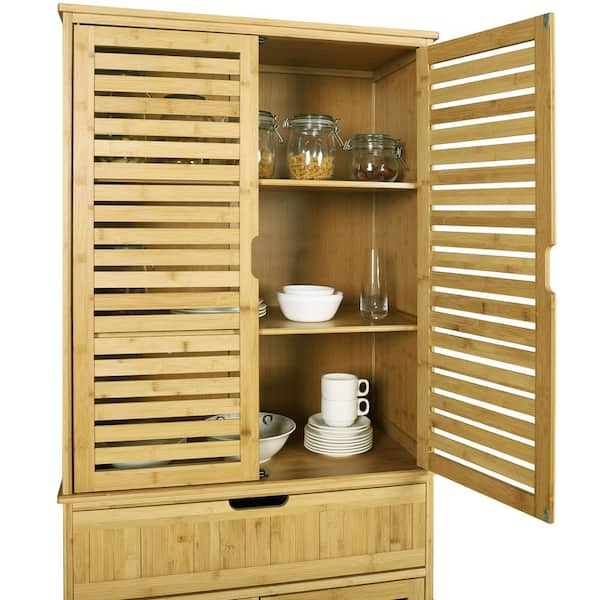 Hastings Home Traditional Brown Wood Bamboo Pantry in the Dining & Kitchen  Storage department at