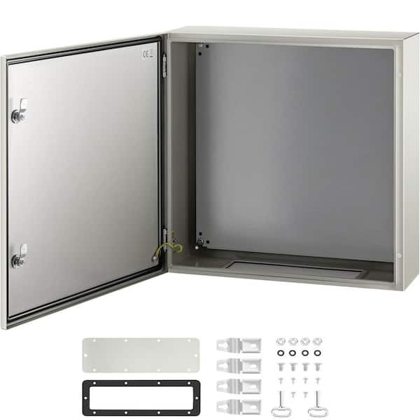 Wall Mount Steel Electrical Enclosure Box 24 x 24 x 8 with Hinged Door and Mounting Plate