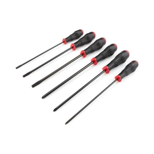 TEKTON Long Phillips/Slotted High-Torque Screwdriver Set, 6-Piece (#1-#3,3/16-5/16 in.) - Black Oxide Blades