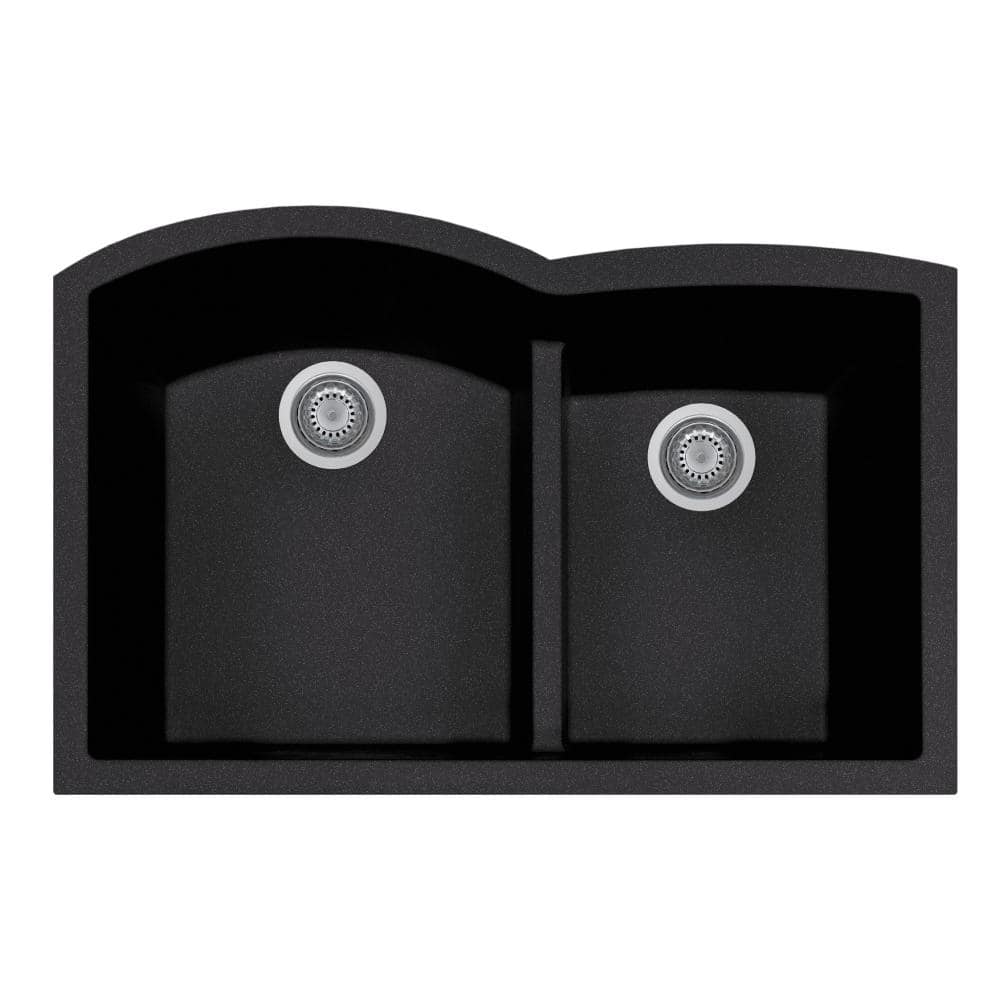 Quartztone 33 in. Midnite Granite Composite Undermount 60/40 Double Bowl Kitchen Sink - P-175U MIDNITE price history on PriceWatchPro
