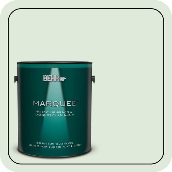 BEHR MARQUEE 1 gal. #440E-1 Relaxing Green Semi-Gloss Enamel Interior Paint & Primer