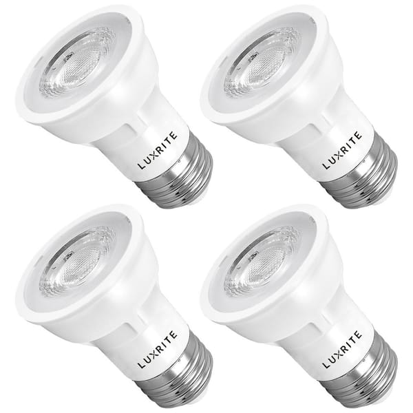 LUXRITE 50-Watt Equivalent PAR16 Dimmable LED Light Bulb Enclosed Fixture Rated 2700K Warm White (4-Pack)