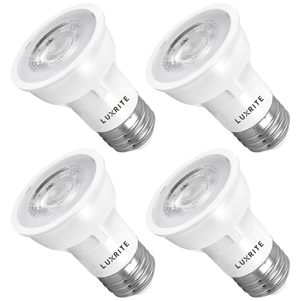 LUXRITE 50-Watt Equivalent PAR16 Dimmable LED Light Bulb Enclosed Fixture  Rated 5000K Bright White (4-Pack) LR21403-4PK The Home Depot