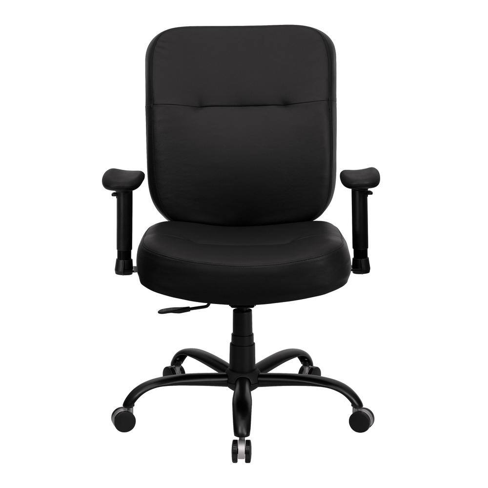 ErgoFlex 360° Black LeatherSoft High-Back Drafting Chair with Metal Base