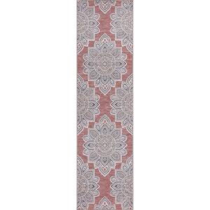 Lara Rust 2 ft. x 7 ft. Geometric Indoor/Outdoor Runner Rug