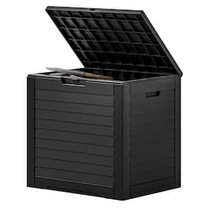 31 Gal. Black Resin Outdoor Deck Box w/Lockable Lid and Side Handles