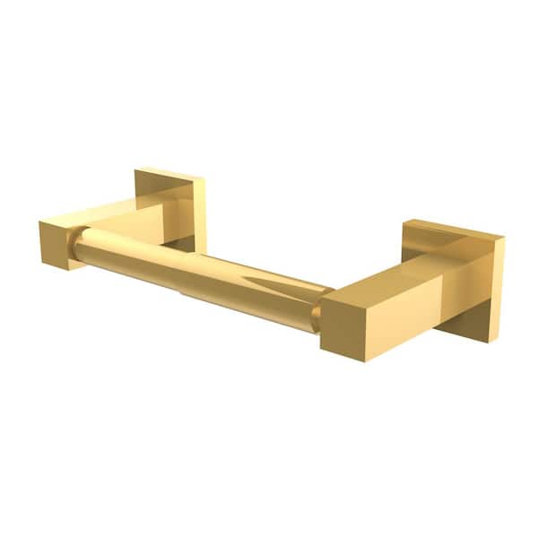Unbranded Montero Collection Contemporary Double Post Toilet Paper Holder in Polished Brass