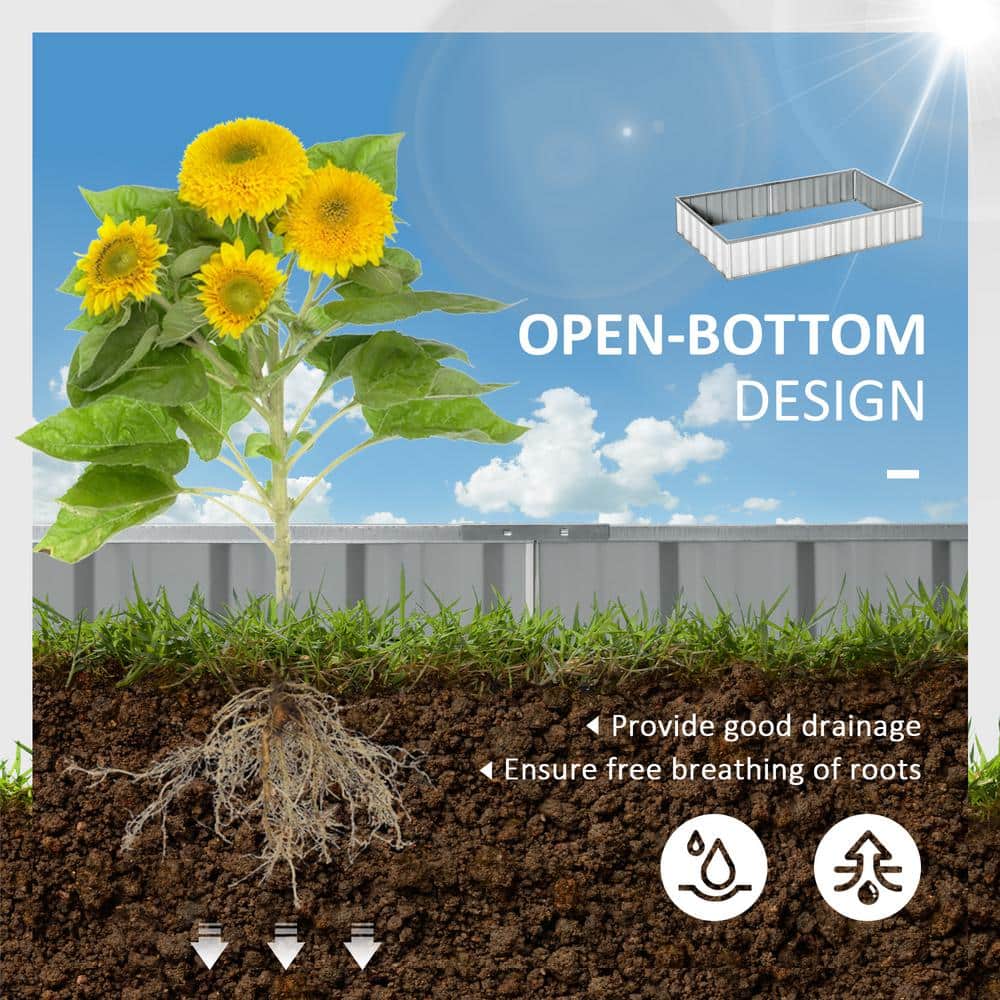 White Galvanized Steel Raised Garden Bed Kit for Vegetables