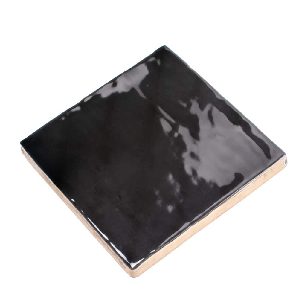 Silken Glossy Black Ceramic Square Wall and Floor Tile