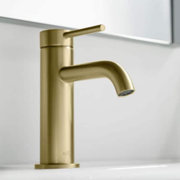 Circular Single Handle Bathroom Vanity Sink Faucet in Brushed Gold