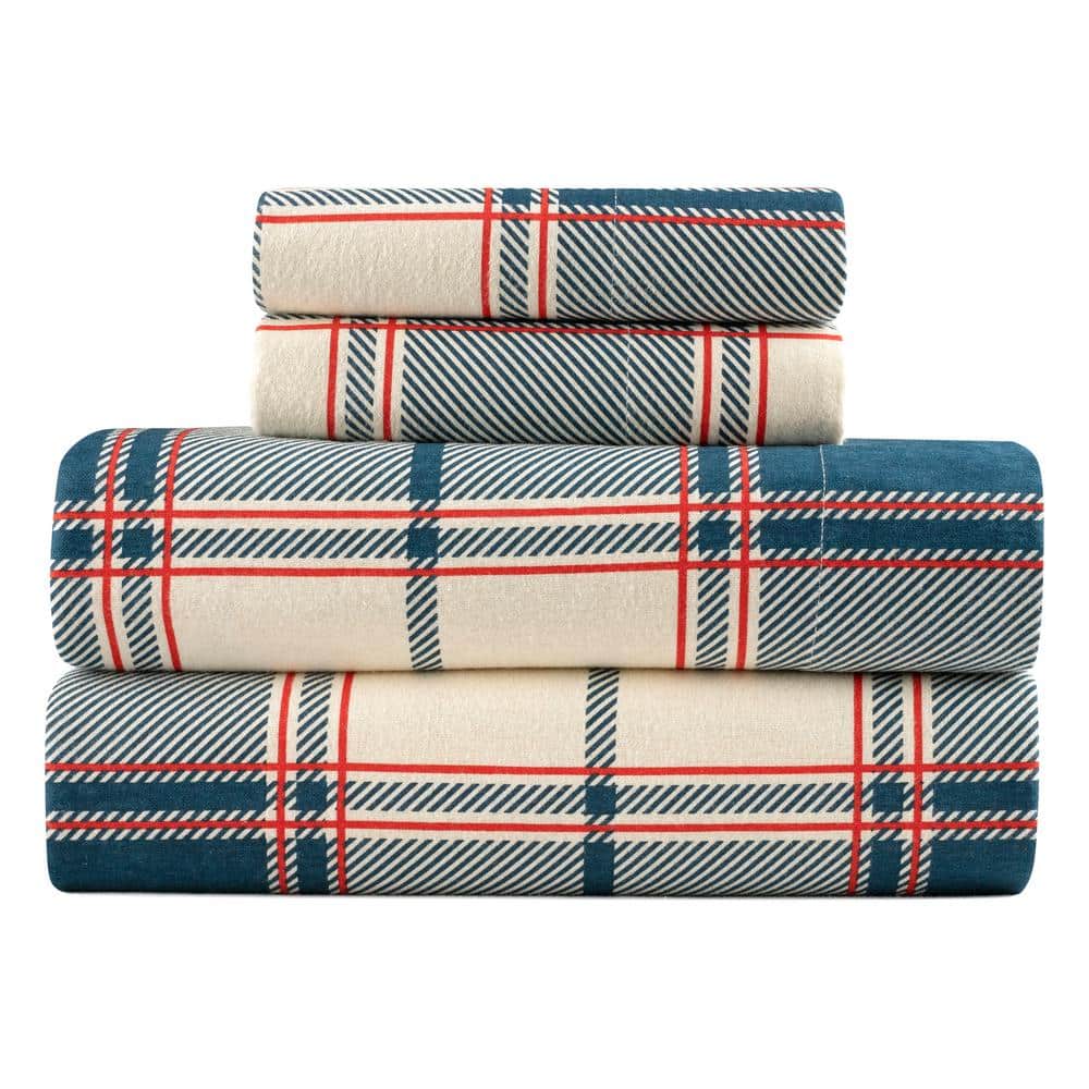 Kathy Ireland 4Piece Signature Plaid 100 Turkish Cotton Flannel King