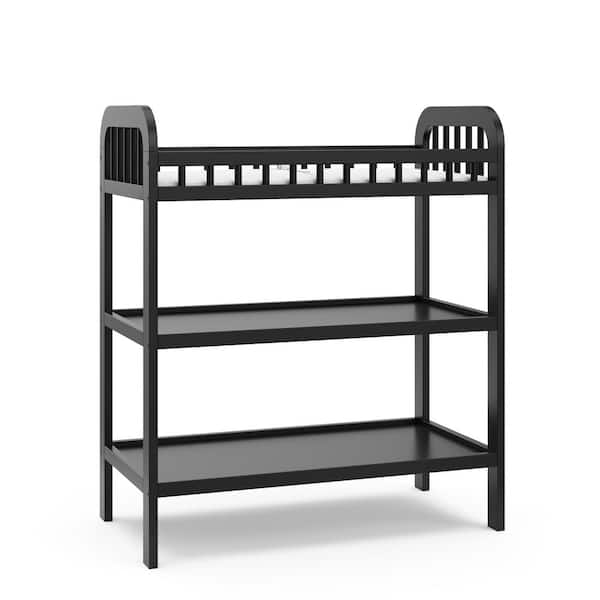 Storkcraft Pasadena Black Changing Table with Water-Resistant Changing Pad