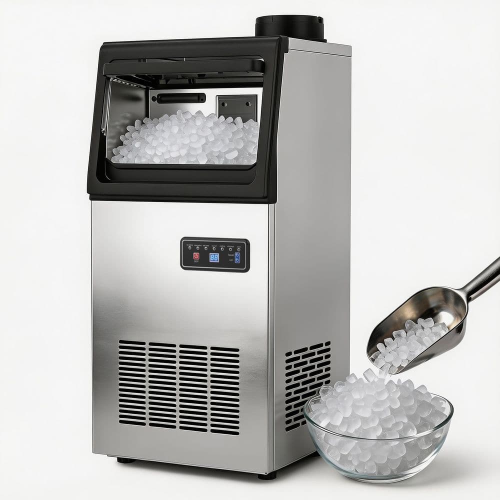 13.58 in. Commercial Ice Maker,Freestanding Silver Ice Maker,  Nugget Cubes with 20 lbs. Storage, 110 lbs./24 H price history on PriceWatchPro