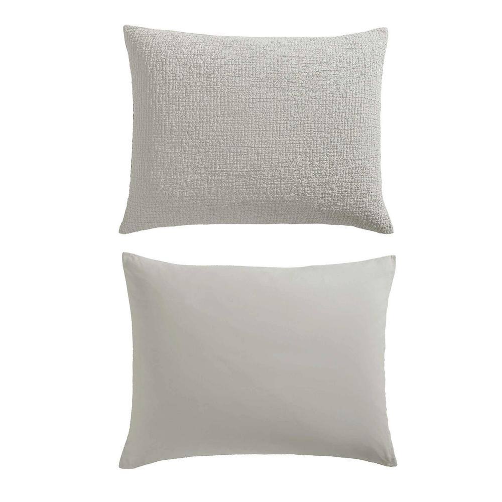 Queen Grey Cotton Puckered Texture Duvet Cover Set