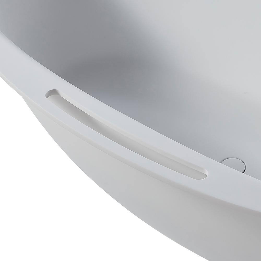 63 in. Matte White Solid Surface Freestanding Soaking Bathtub