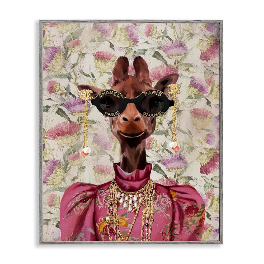 Fancy Giraffe on Florals by Svetlana Aleynikova Gray Framed Animal Giclee Art Print 30 in. x 24 in. price history on PriceWatchPro