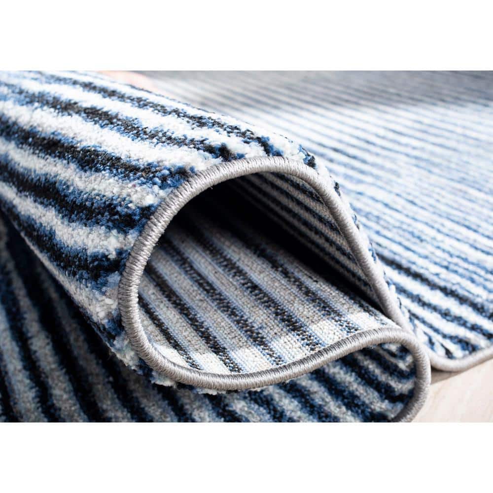 Celestial Blue Abstract 9' x 12' Synthetic Easy-Care Area Rug