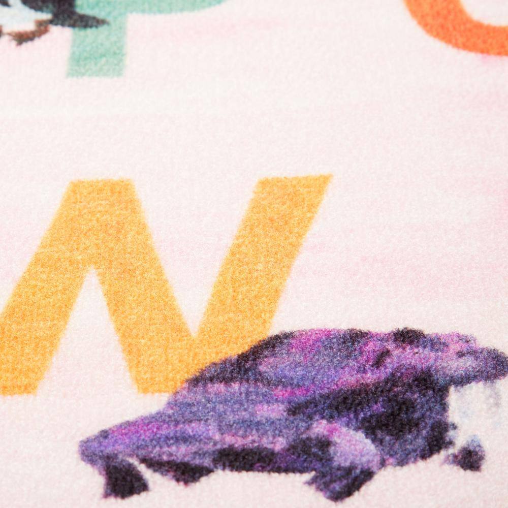 Pink Alphabet Zoo Synthetic Rectangular Kids Area Rug 4' x 6'